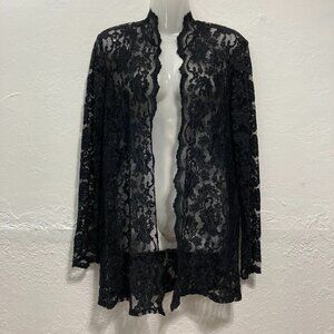 Vtg CDW Creative Design Works Black Lace Open Top Long Sleeve Grunge Whimsigoth